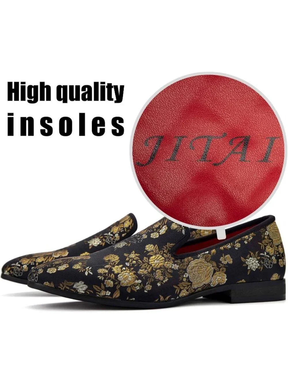 JITAI Men's Gold15 Elegant Rubber & Leather Penny Loafers Casual Formal Shoes
